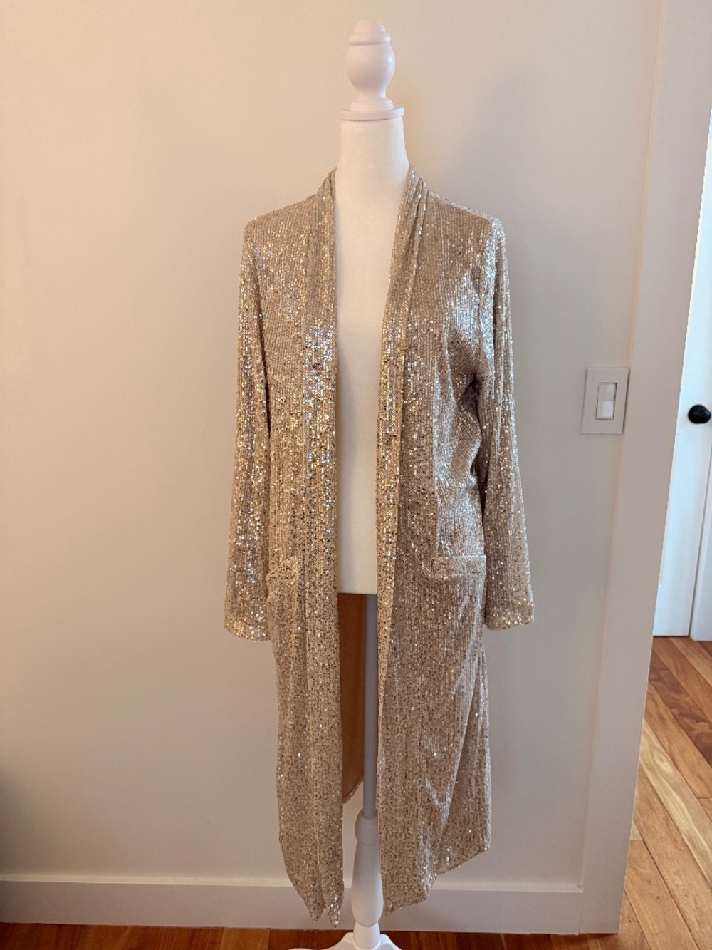 Gold Glitter Cardigan with pockets